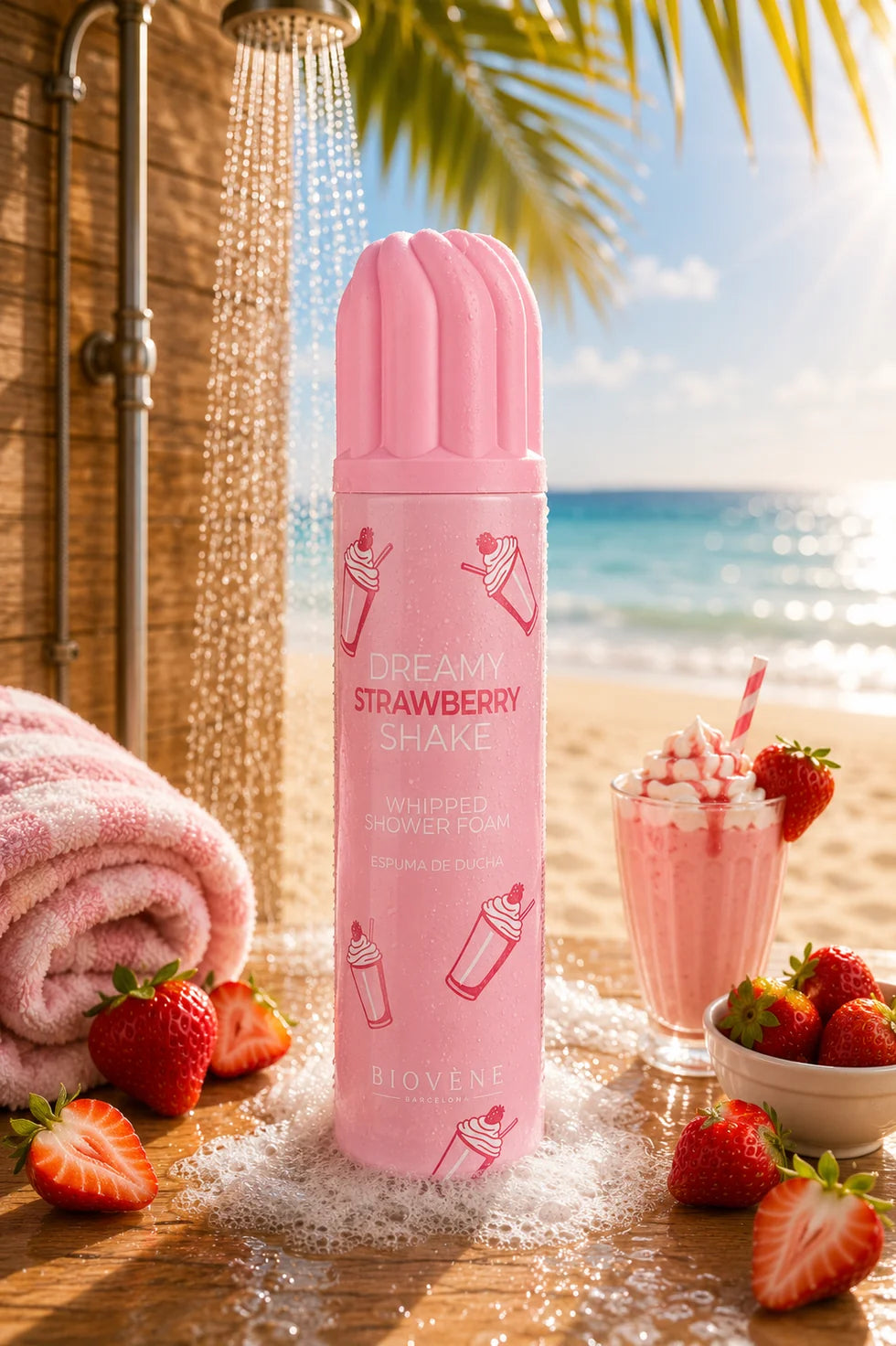 Mousse de Douche Fouettée Dreamy Strawberry Shake – Biovène Barcelona 250 ml
