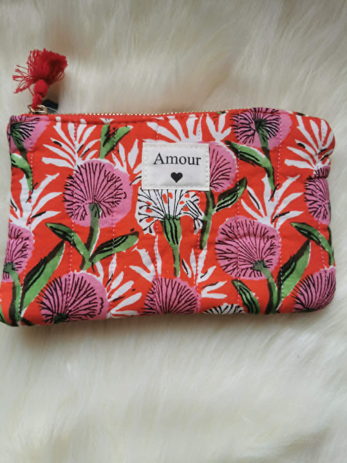Pochette Matelassée en Coton "Amour" — Imprimé Floral